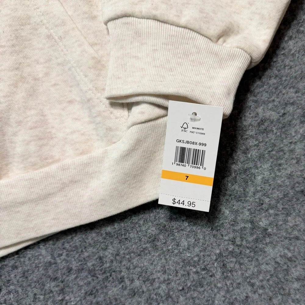 GAP KIDS Girls Logo Hoodie Sweatshirt Beige Pink Size 7 NWT
